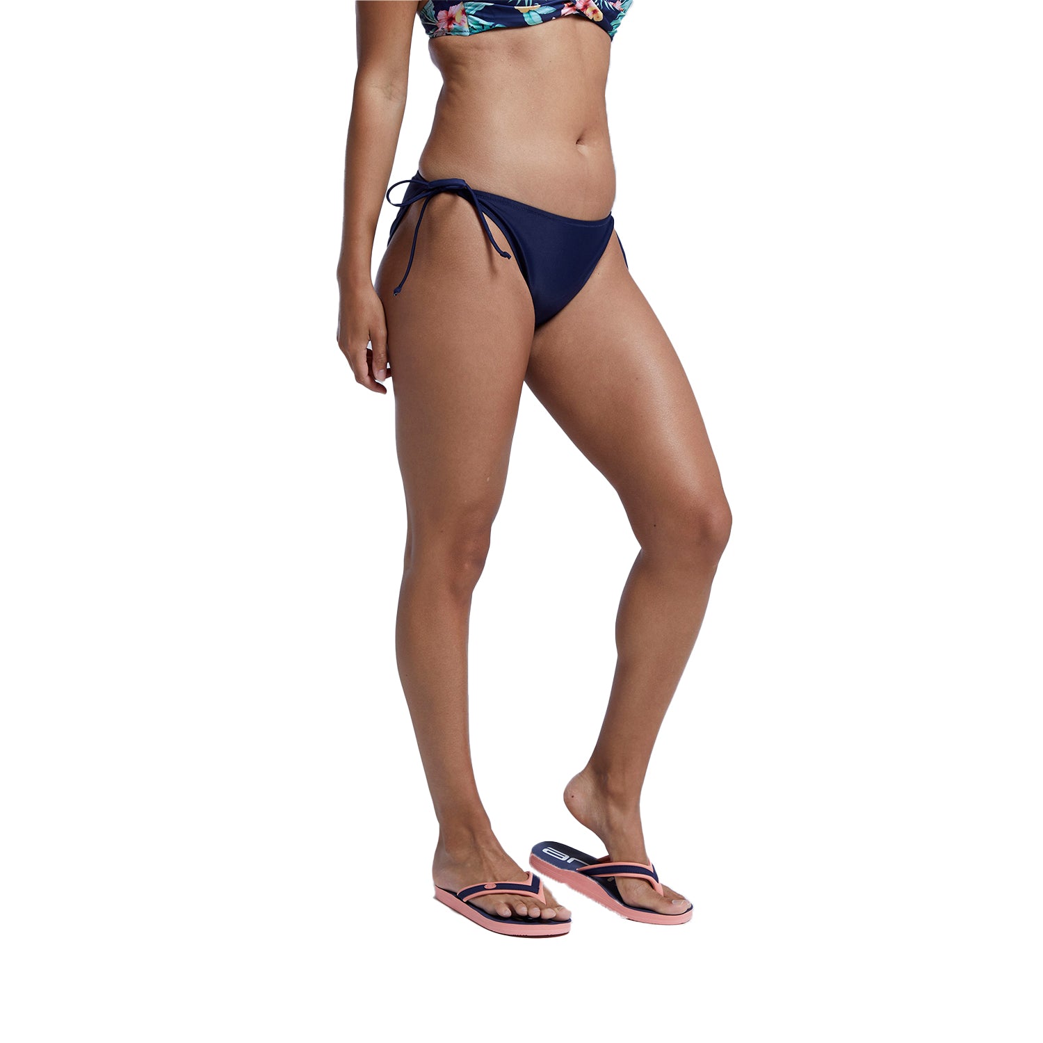 Navy - Side - Animal Womens-Ladies Poolside Recycled Bikini Bottoms
