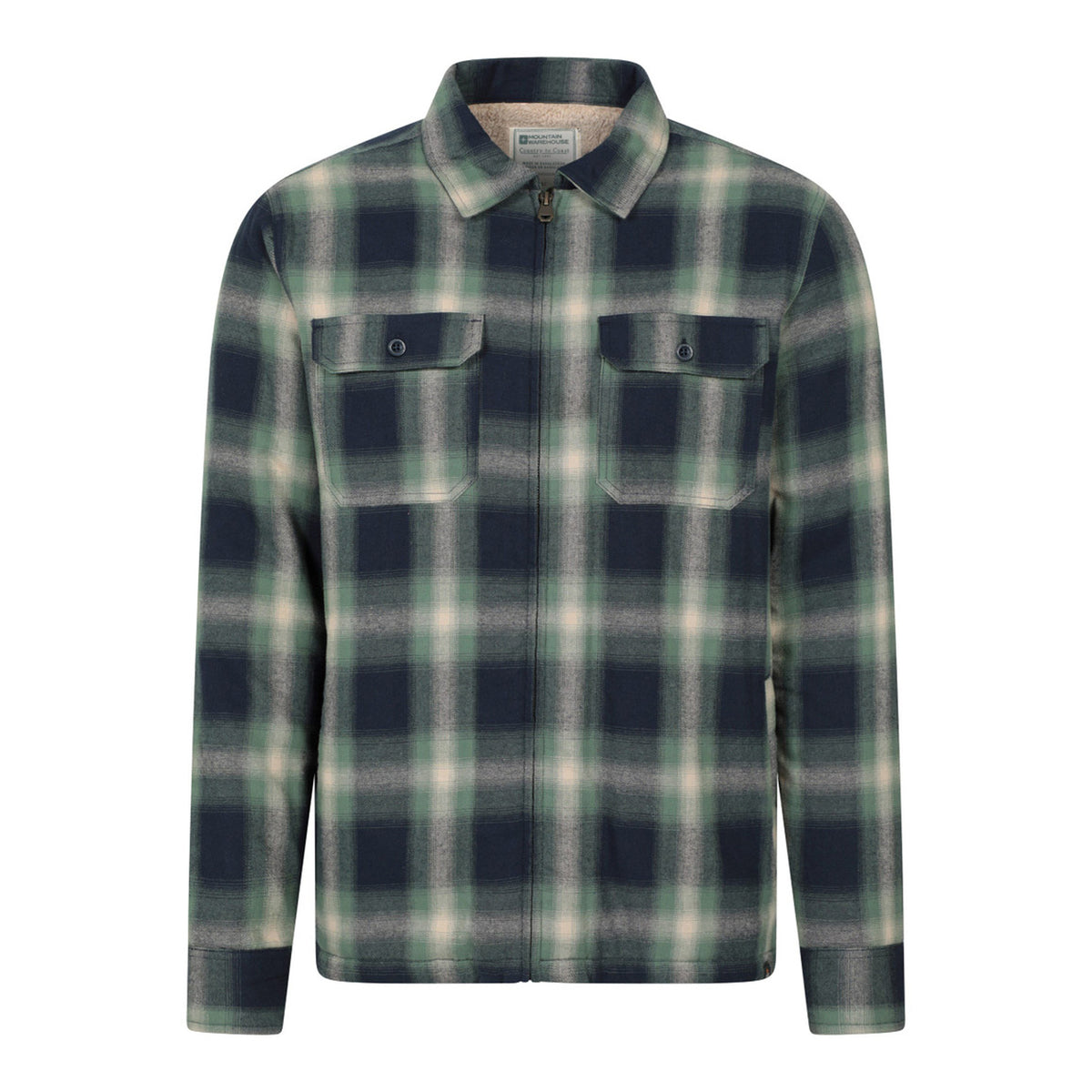 Dark Green - Front - Mountain Warehouse Mens Stream II Flannel Lined Shirt