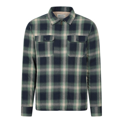 Dark Green - Front - Mountain Warehouse Mens Stream II Flannel Lined Shirt
