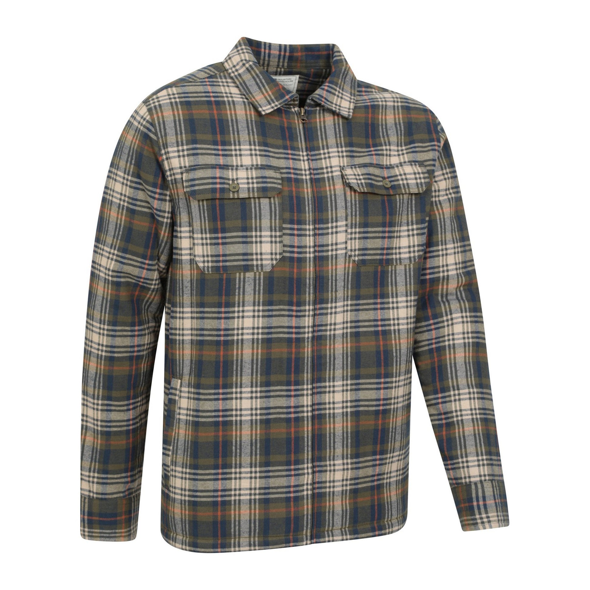 Dark Khaki - Side - Mountain Warehouse Mens Stream II Flannel Lined Shirt