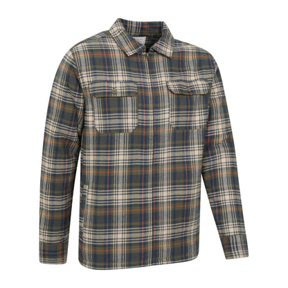 Dark Khaki - Side - Mountain Warehouse Mens Stream II Flannel Lined Shirt
