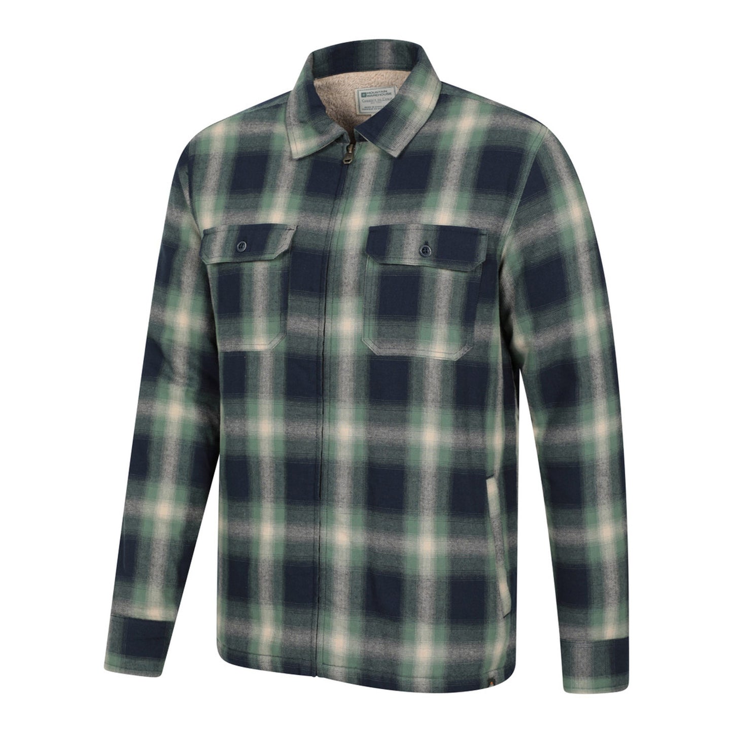 Dark Green - Side - Mountain Warehouse Mens Stream II Flannel Lined Shirt