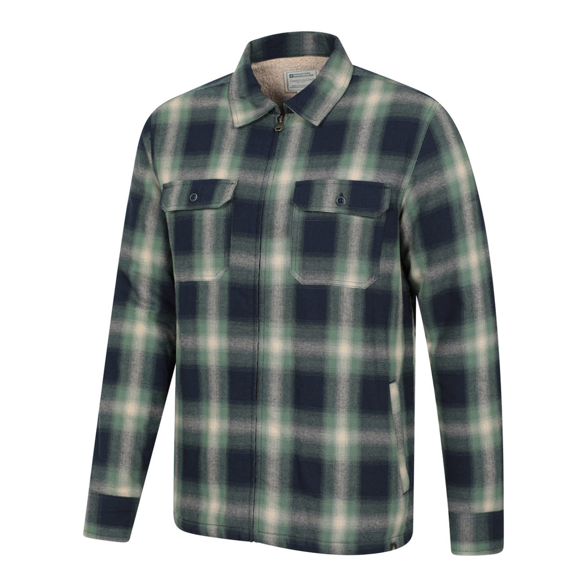 Dark Green - Side - Mountain Warehouse Mens Stream II Flannel Lined Shirt