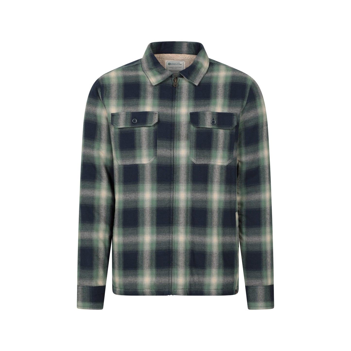 Dark Green - Front - Mountain Warehouse Mens Stream II Flannel Lined Shirt