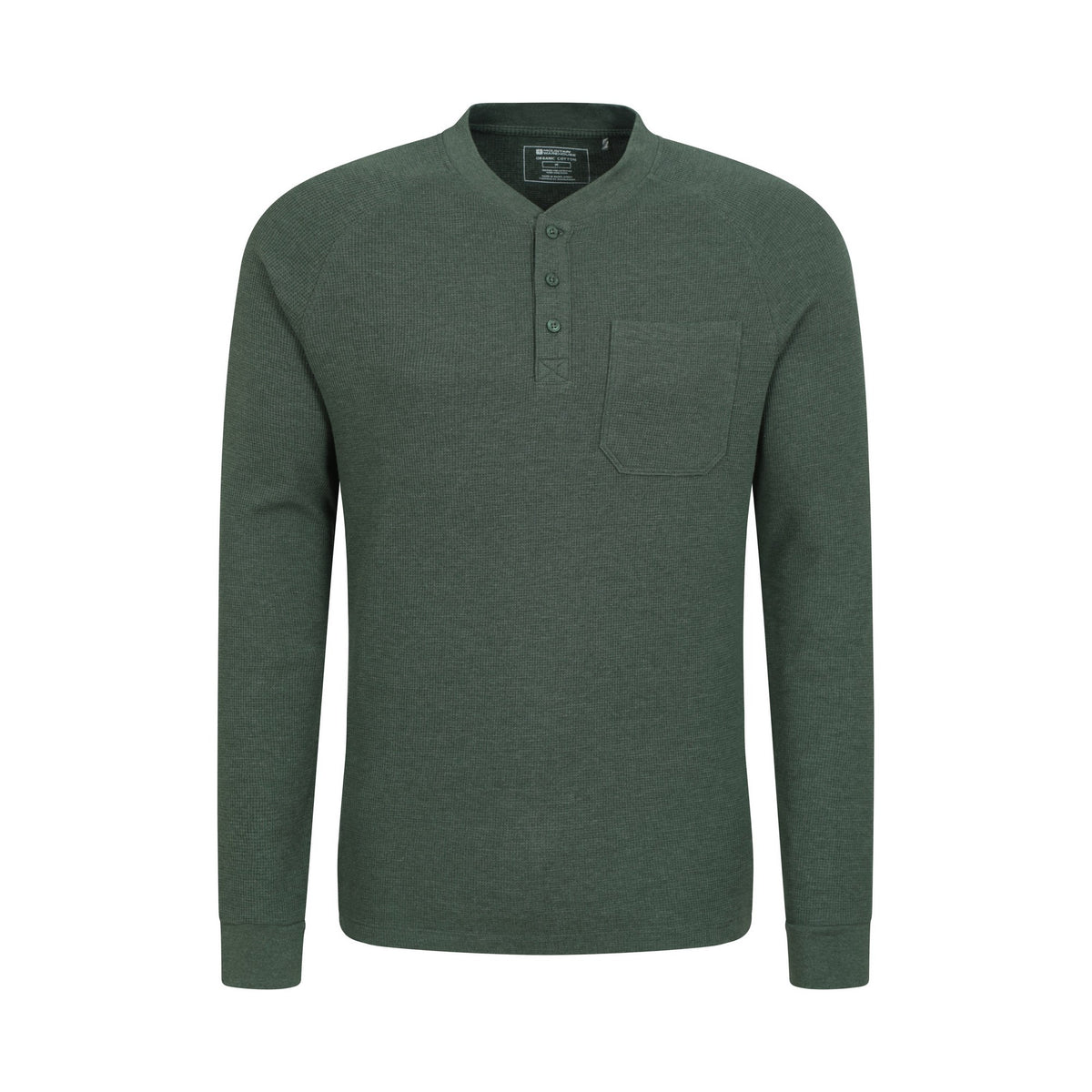 Khaki Green - Front - Mountain Warehouse Mens Selby Waffle Henley T-Shirt