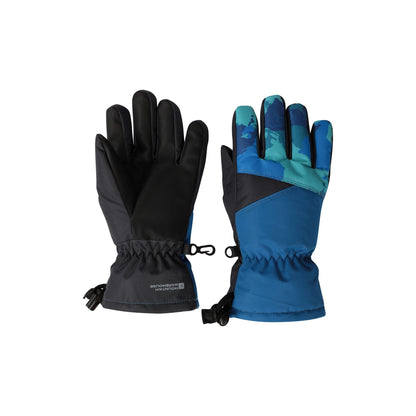 Blue-Black - Side - Mountain Warehouse Childrens-Kids Extreme Waterproof Ski Gloves