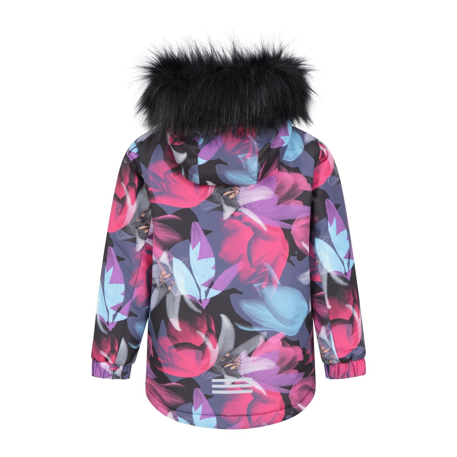 Teal - Back - Mountain Warehouse Childrens-Kids Ranger Floral Waterproof Jacket