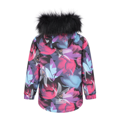 Teal - Back - Mountain Warehouse Childrens-Kids Ranger Floral Waterproof Jacket
