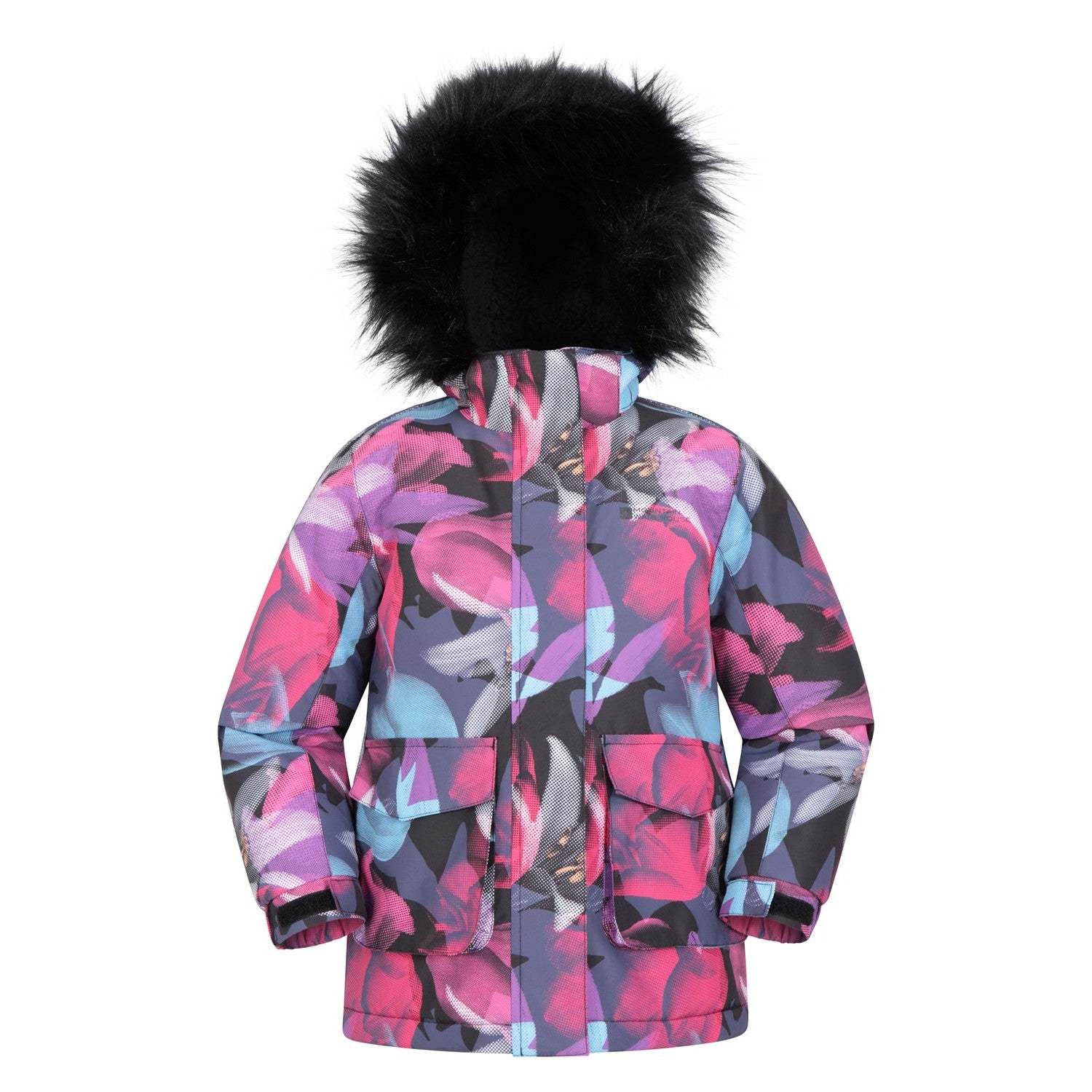 Teal - Front - Mountain Warehouse Childrens-Kids Ranger Floral Waterproof Jacket