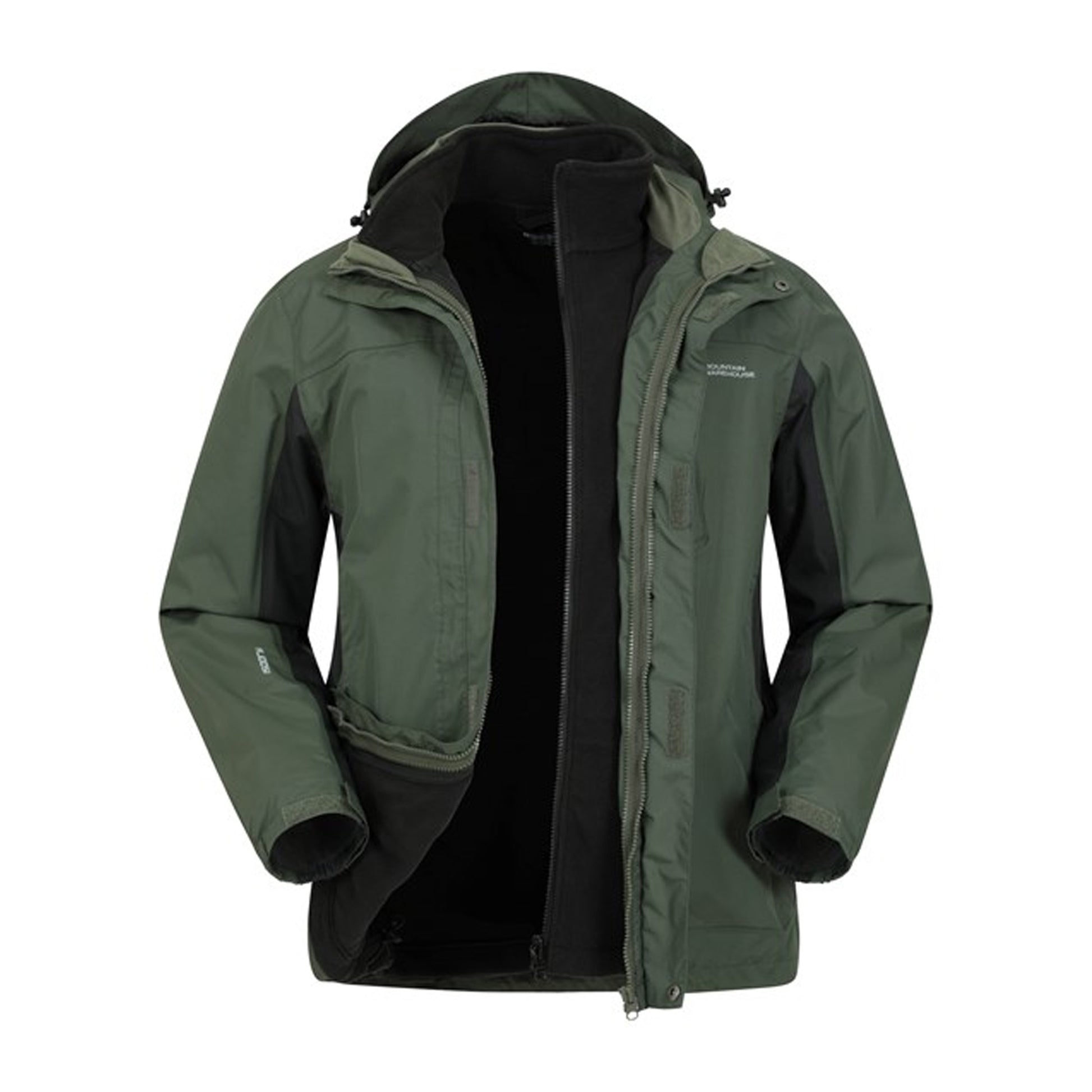 Khaki - Side - Mountain Warehouse Mens Thunderstorm 3 in 1 Waterproof Jacket