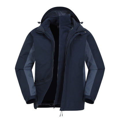 Dark Blue - Pack Shot - Mountain Warehouse Mens Thunderstorm 3 in 1 Waterproof Jacket