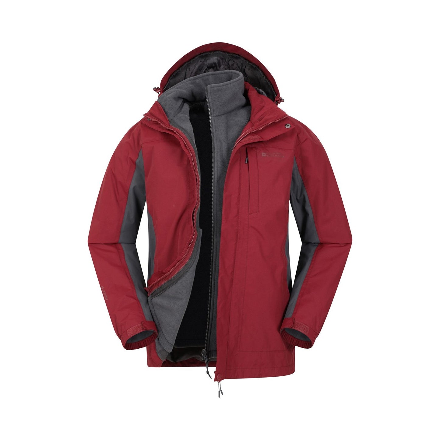 Red - Pack Shot - Mountain Warehouse Mens Thunderstorm 3 in 1 Waterproof Jacket