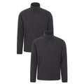 Black - Front - Mountain Warehouse Mens Camber II Fleece Top (Pack of 2)