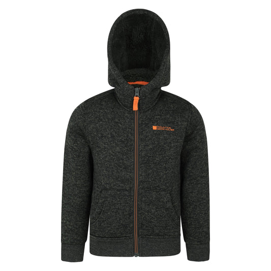 Green - Front - Mountain Warehouse Childrens-Kids Nevis Faux Fur Lined Hoodie