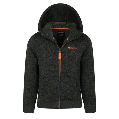 Green - Side - Mountain Warehouse Childrens-Kids Nevis Faux Fur Lined Hoodie
