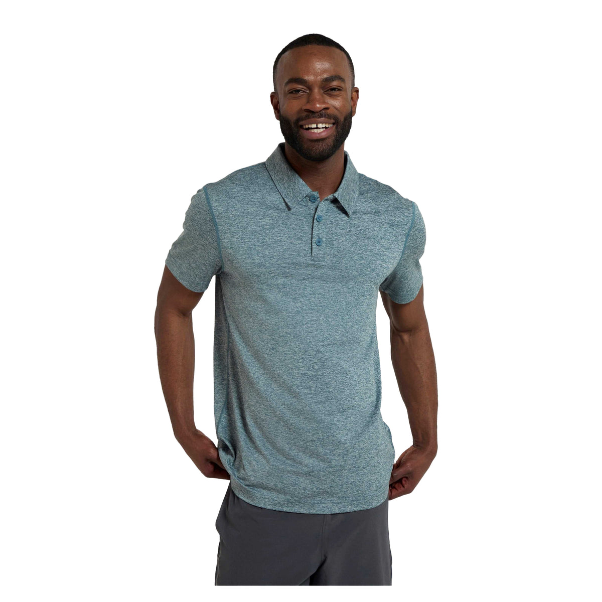Petrol - Front - Mountain Warehouse Mens Deuce IsoCool Polo Shirt