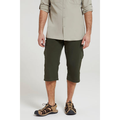 Khaki Green - Front - Mountain Warehouse Mens Explore 3-4 Shorts