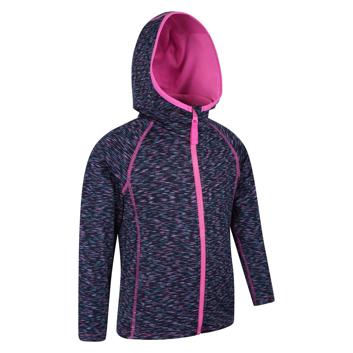Indigo - Side - Mountain Warehouse Childrens-Kids Kayleigh II Stripe Full Zip Hoodie