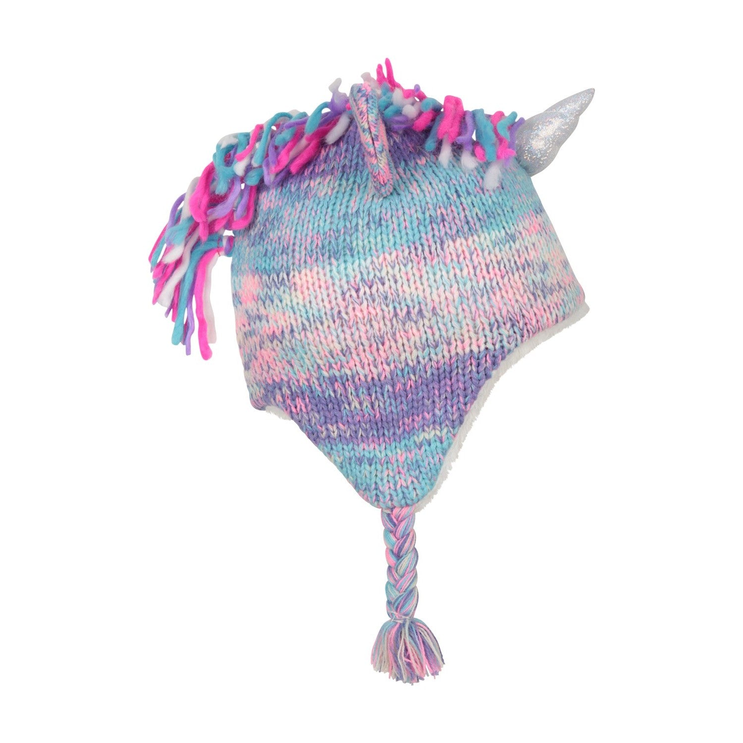 Blue-Pink - Pack Shot - Mountain Warehouse Childrens-Kids Unicorn Bomber Hat