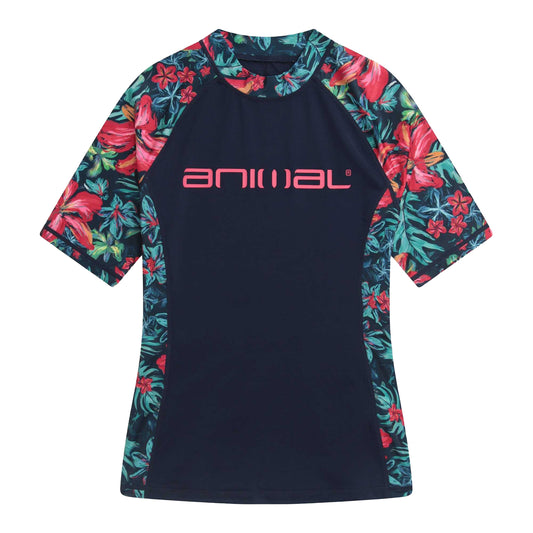 Red - Front - Animal Womens-Ladies Lucie Recycled Rash Top
