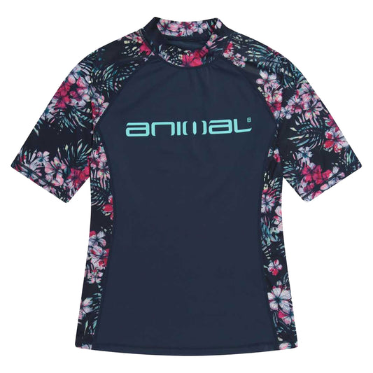 Navy - Front - Animal Womens-Ladies Lucie Recycled Rash Top