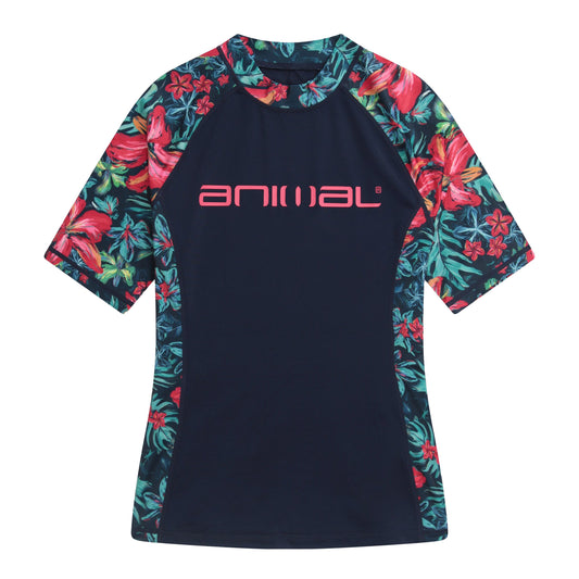 Red - Front - Animal Womens-Ladies Lucie Recycled Rash Top