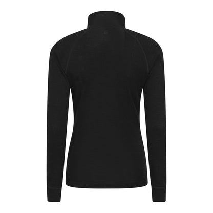 Black - Back - Mountain Warehouse Womens-Ladies Merino Wool Zip Neck Thermal Top
