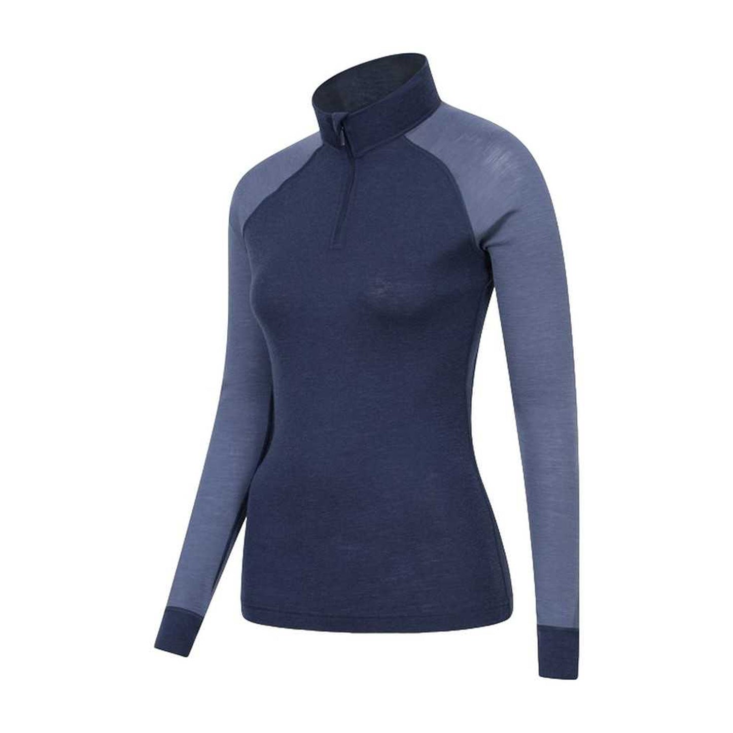 Navy - Side - Mountain Warehouse Womens-Ladies Merino Wool Zip Neck Thermal Top