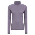 Dusky Purple - Front - Mountain Warehouse Womens-Ladies Merino Wool Zip Neck Thermal Top