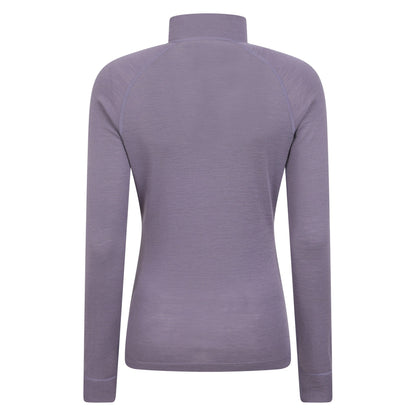 Dusky Purple - Back - Mountain Warehouse Womens-Ladies Merino Wool Zip Neck Thermal Top