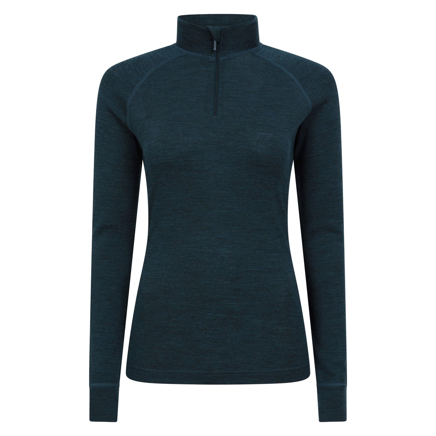 Teal - Front - Mountain Warehouse Womens-Ladies Merino Wool Zip Neck Thermal Top