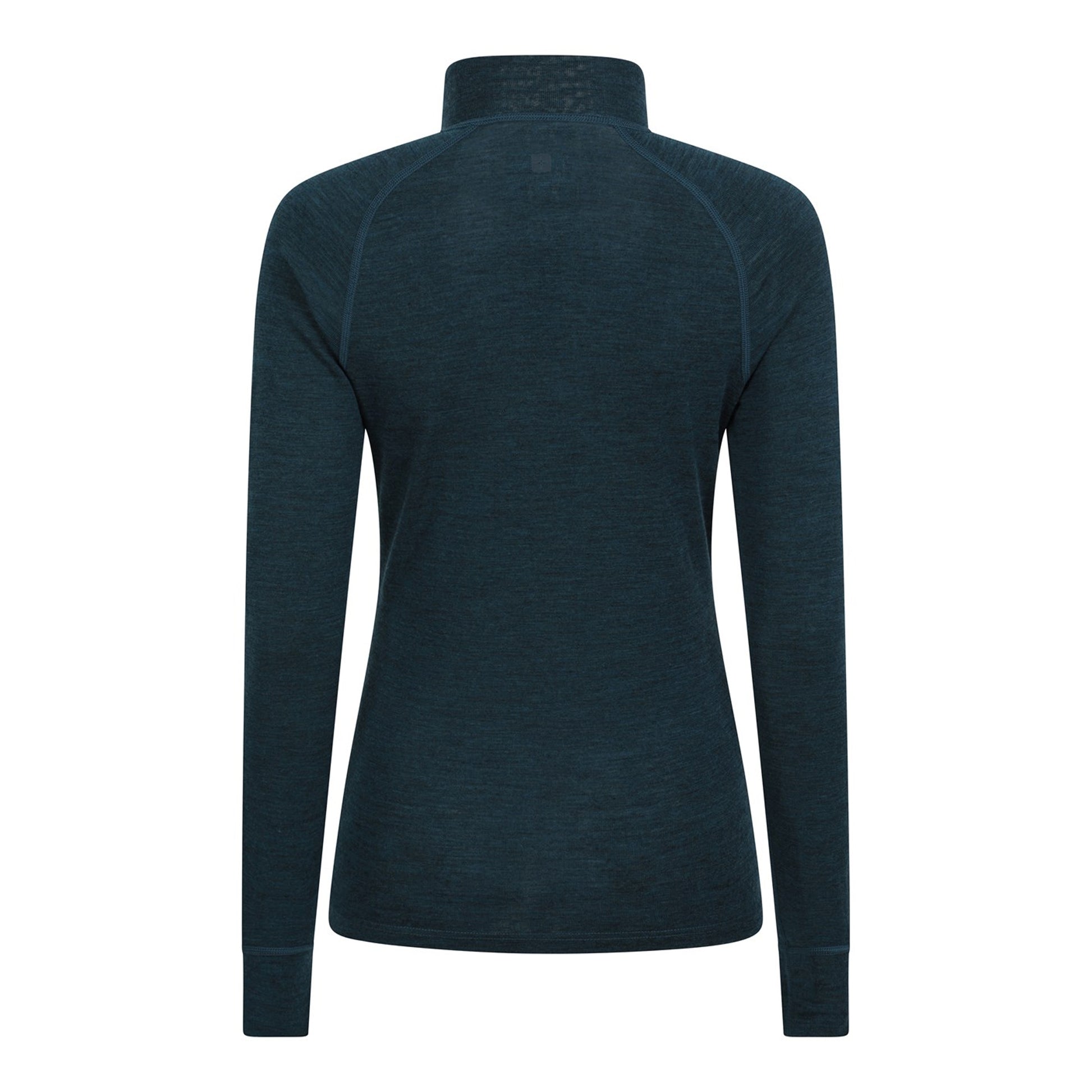 Teal - Back - Mountain Warehouse Womens-Ladies Merino Wool Zip Neck Thermal Top