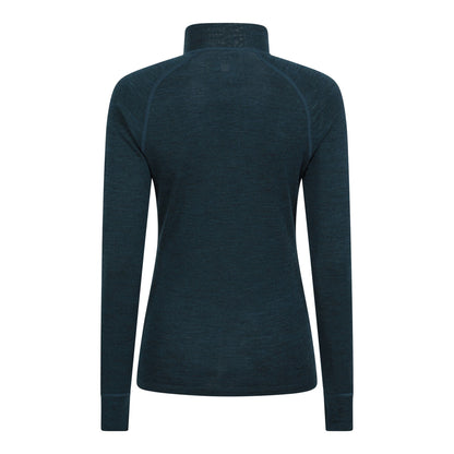 Teal - Back - Mountain Warehouse Womens-Ladies Merino Wool Zip Neck Thermal Top