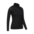 Black - Back - Mountain Warehouse Womens-Ladies Merino Wool Zip Neck Thermal Top
