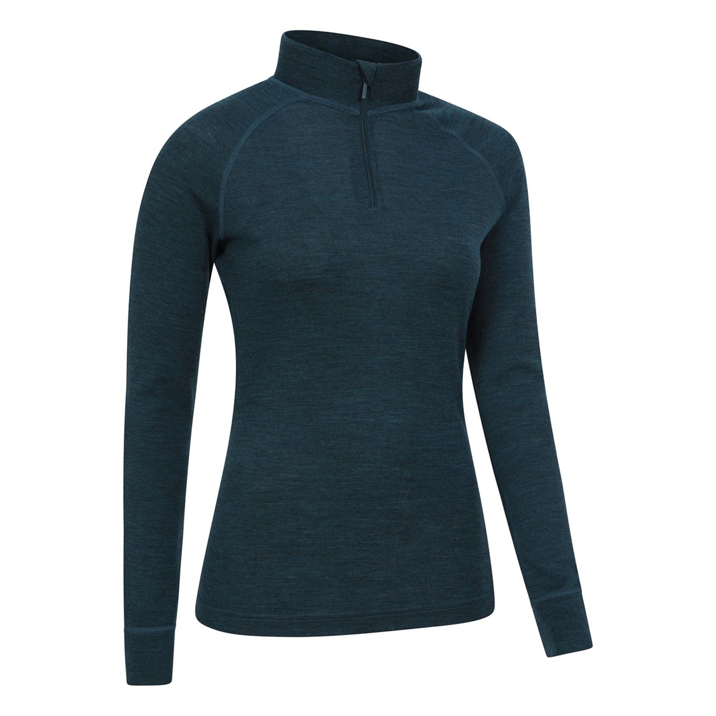 Teal - Lifestyle - Mountain Warehouse Womens-Ladies Merino Wool Zip Neck Thermal Top