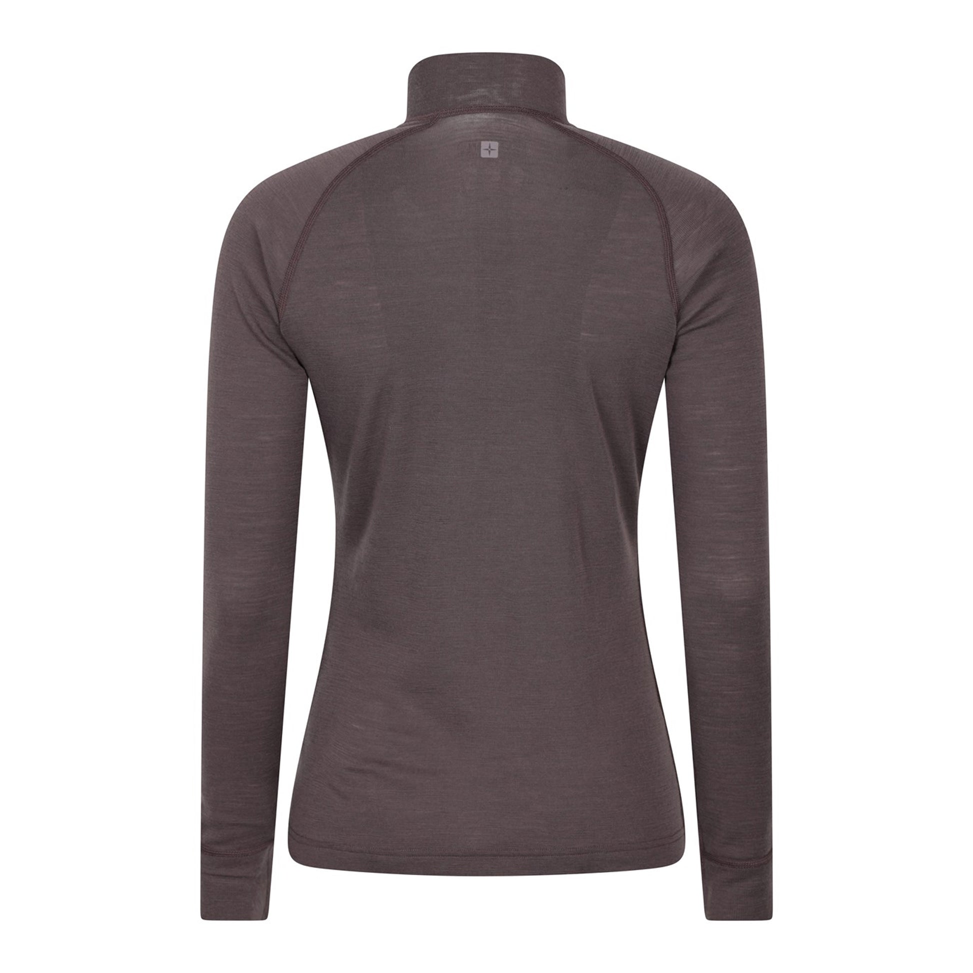 Brown - Side - Mountain Warehouse Womens-Ladies Merino Wool Zip Neck Thermal Top