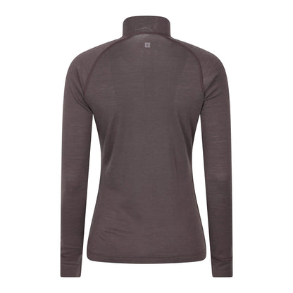 Brown - Side - Mountain Warehouse Womens-Ladies Merino Wool Zip Neck Thermal Top