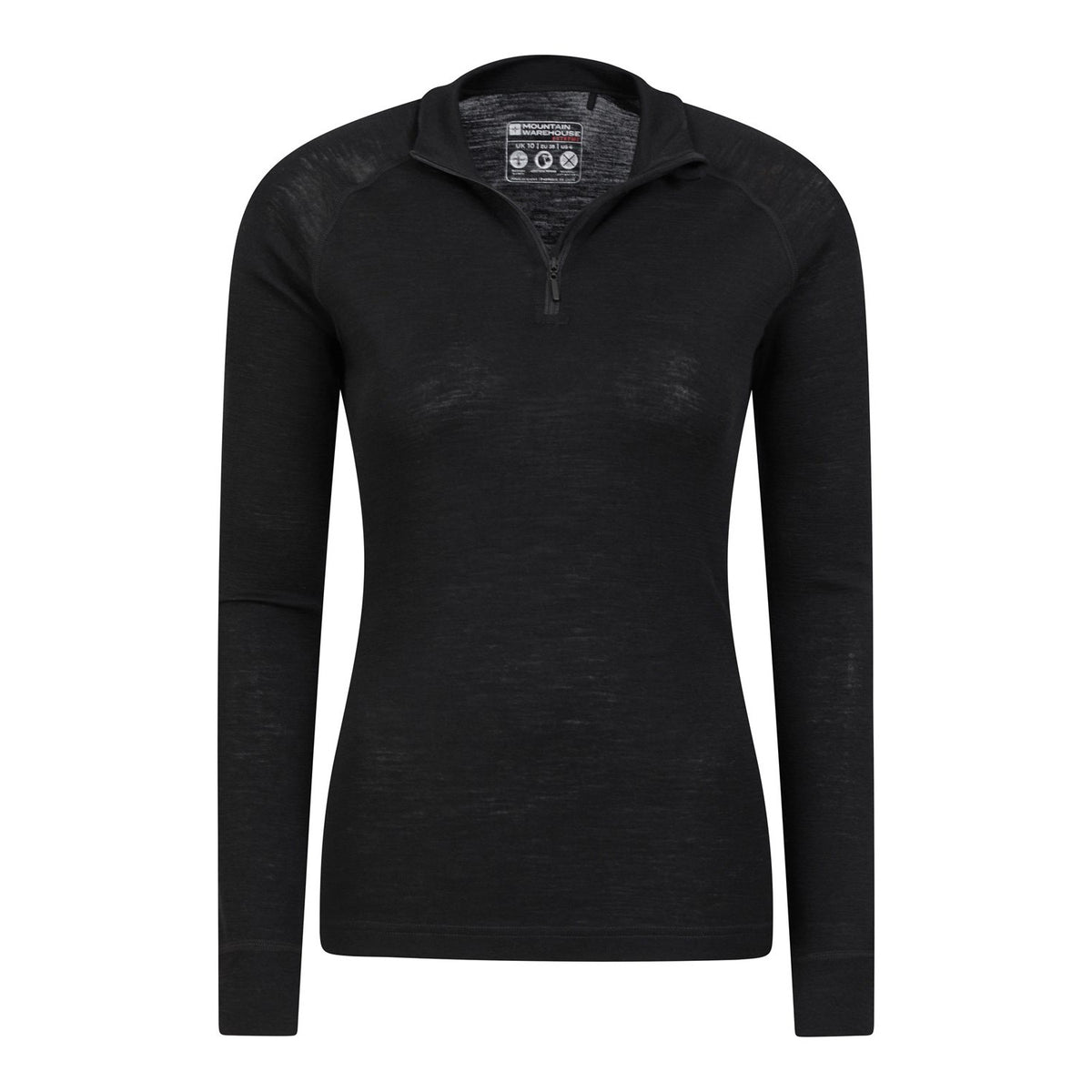 Black - Lifestyle - Mountain Warehouse Womens-Ladies Merino Wool Zip Neck Thermal Top