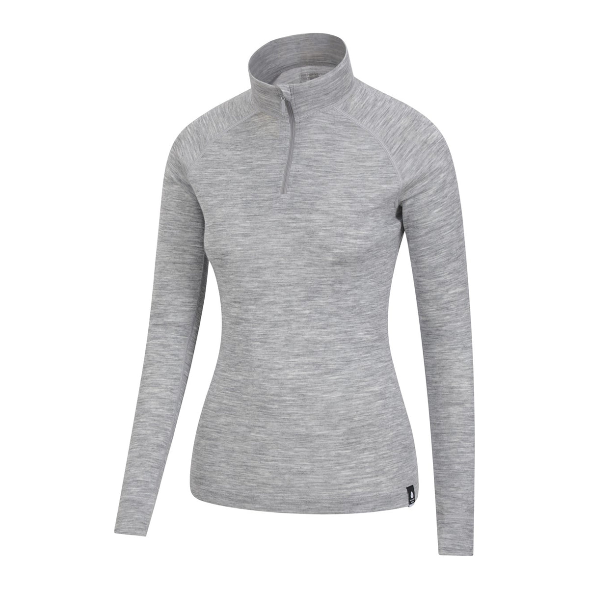 Light Grey - Side - Mountain Warehouse Womens-Ladies Merino Wool Zip Neck Thermal Top