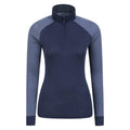 Navy - Front - Mountain Warehouse Womens-Ladies Merino Wool Zip Neck Thermal Top