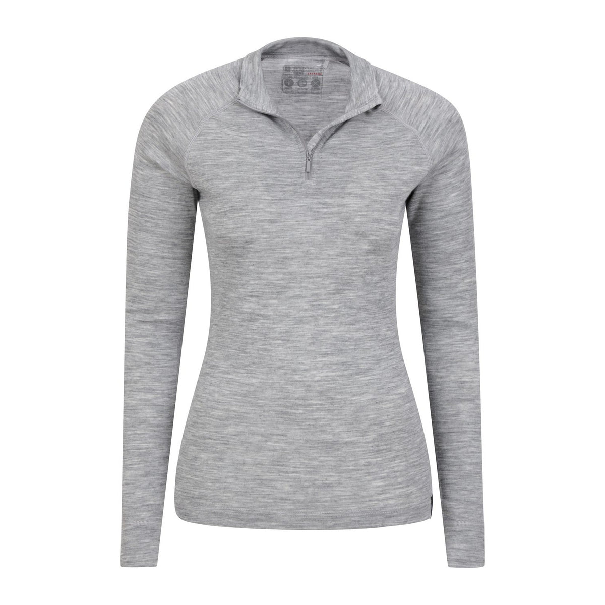 Light Grey - Lifestyle - Mountain Warehouse Womens-Ladies Merino Wool Zip Neck Thermal Top