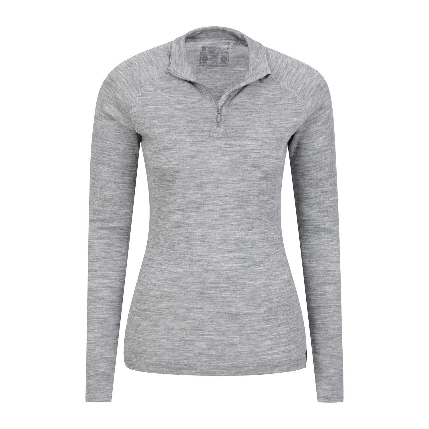 Light Grey - Lifestyle - Mountain Warehouse Womens-Ladies Merino Wool Zip Neck Thermal Top