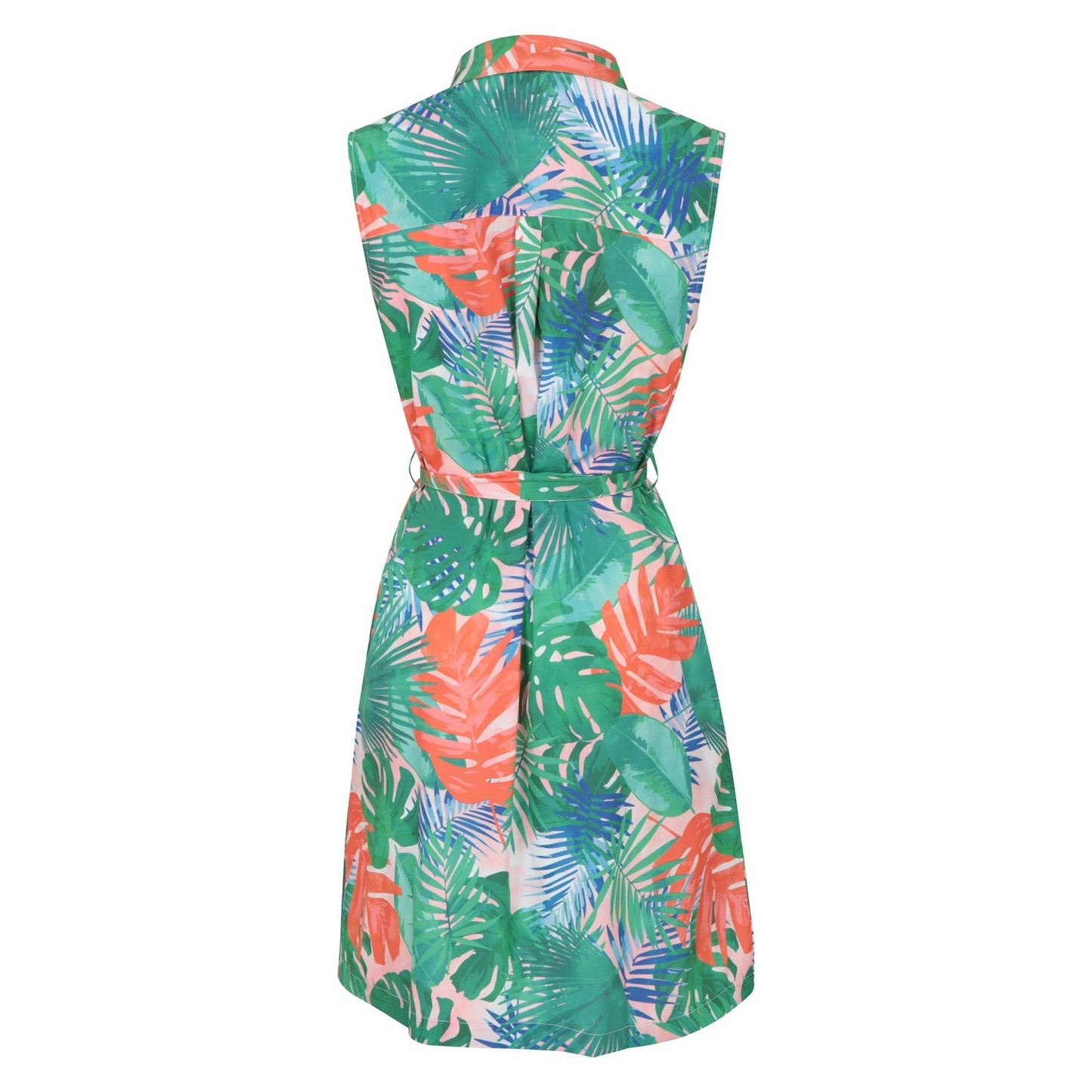 Orange-Green - Back - Mountain Warehouse Womens-Ladies Vienna Leaf Print Shirt Dress