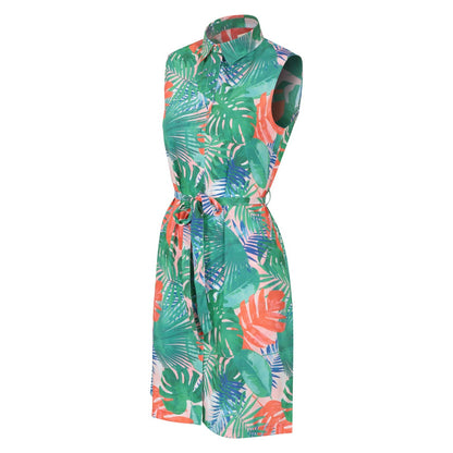 Orange-Green - Lifestyle - Mountain Warehouse Womens-Ladies Vienna Leaf Print Shirt Dress
