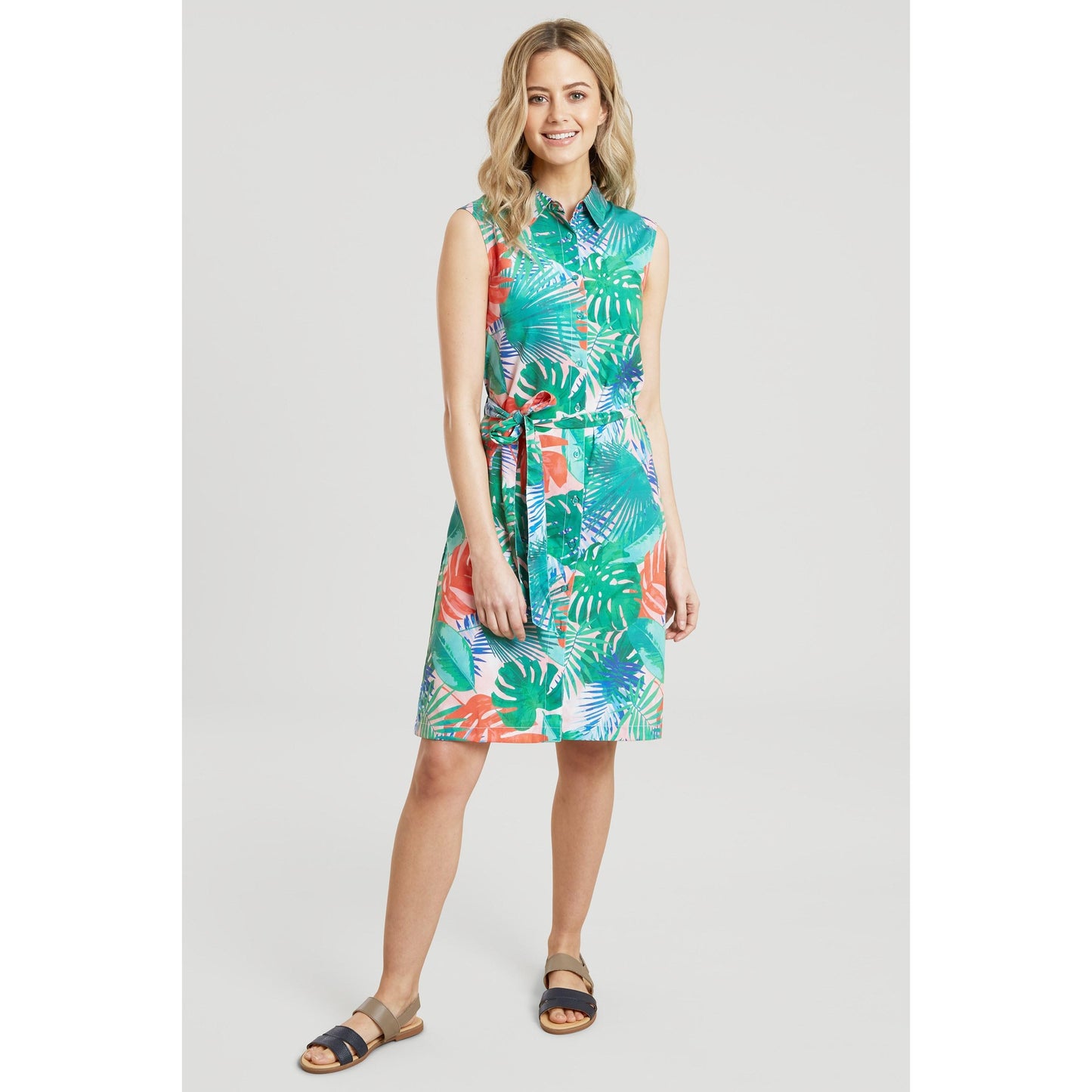 Orange - Front - Mountain Warehouse Womens-Ladies Vienna Leaf Print Shirt Dress