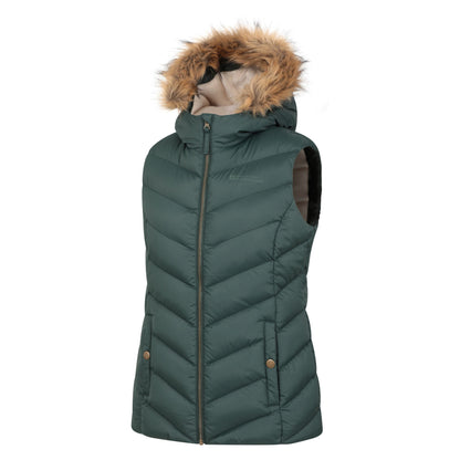 Green - Side - Mountain Warehouse Womens-Ladies Dakota Quilted Faux Fur Gilet