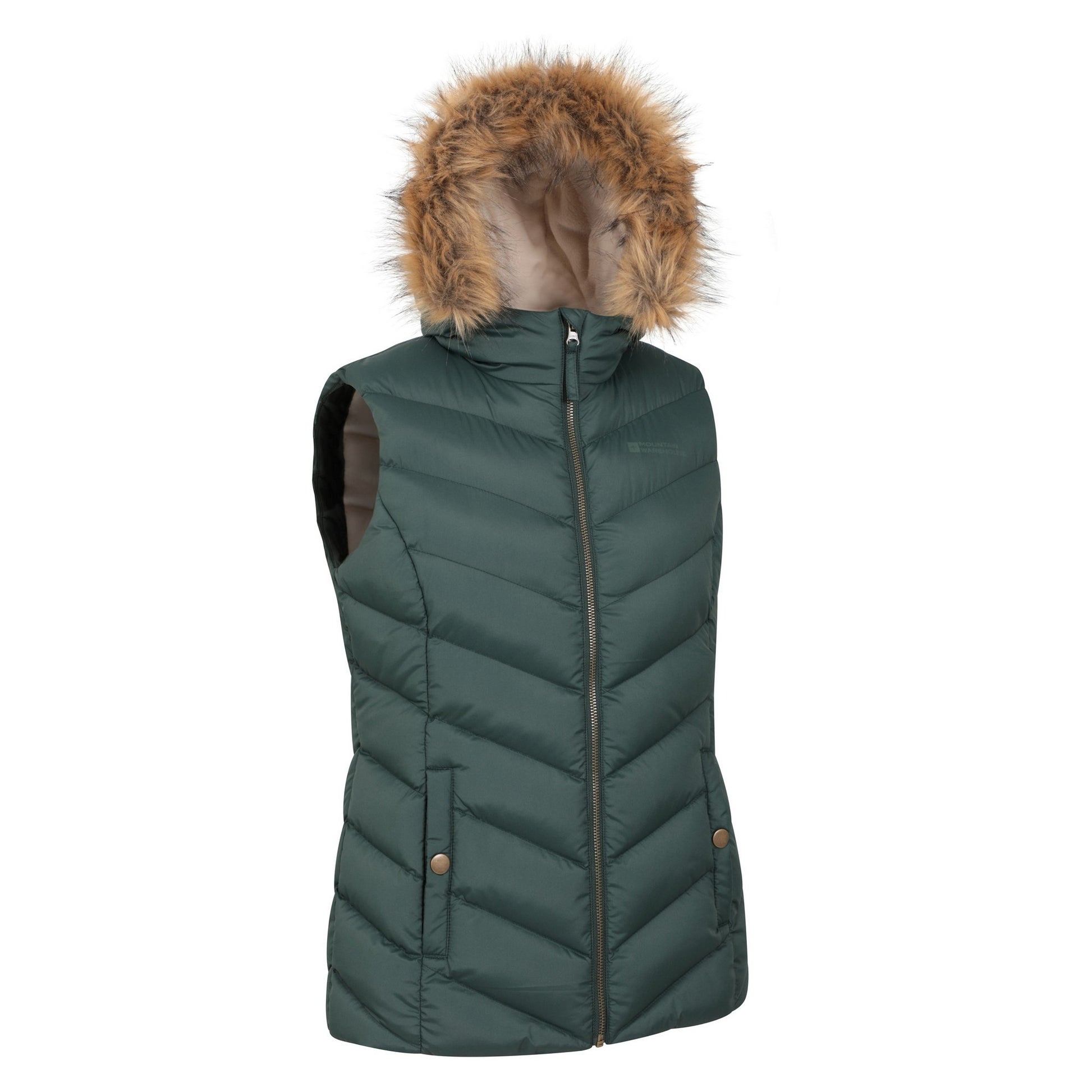 Green - Lifestyle - Mountain Warehouse Womens-Ladies Dakota Quilted Faux Fur Gilet