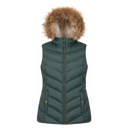 Green - Front - Mountain Warehouse Womens-Ladies Dakota Quilted Faux Fur Gilet