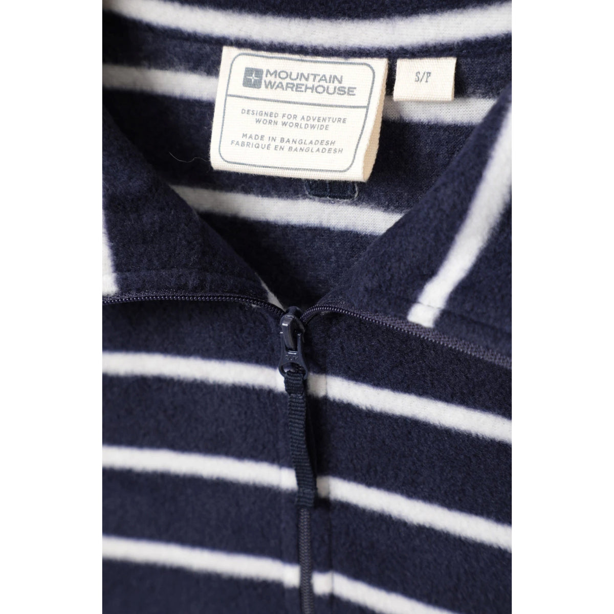 Navy - Pack Shot - Mountain Warehouse Womens-Ladies Camber Striped Half Zip Fleece Top
