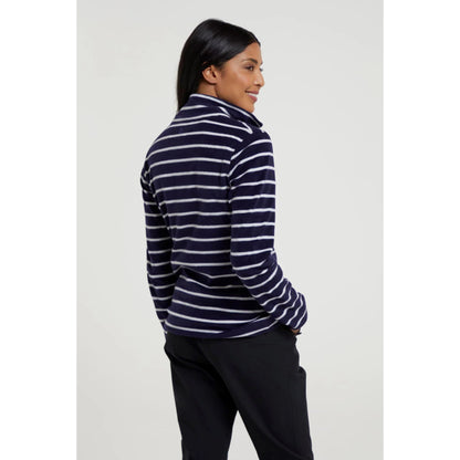Navy - Close up - Mountain Warehouse Womens-Ladies Camber Striped Half Zip Fleece Top